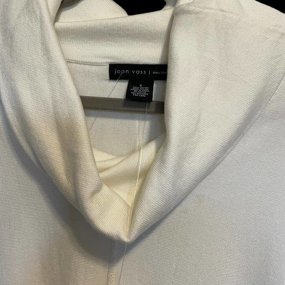 Joan Vass Relaxed Fit Cowl Neck Pullover Sweater White Slouchy Size S New - Picture 6 of 13